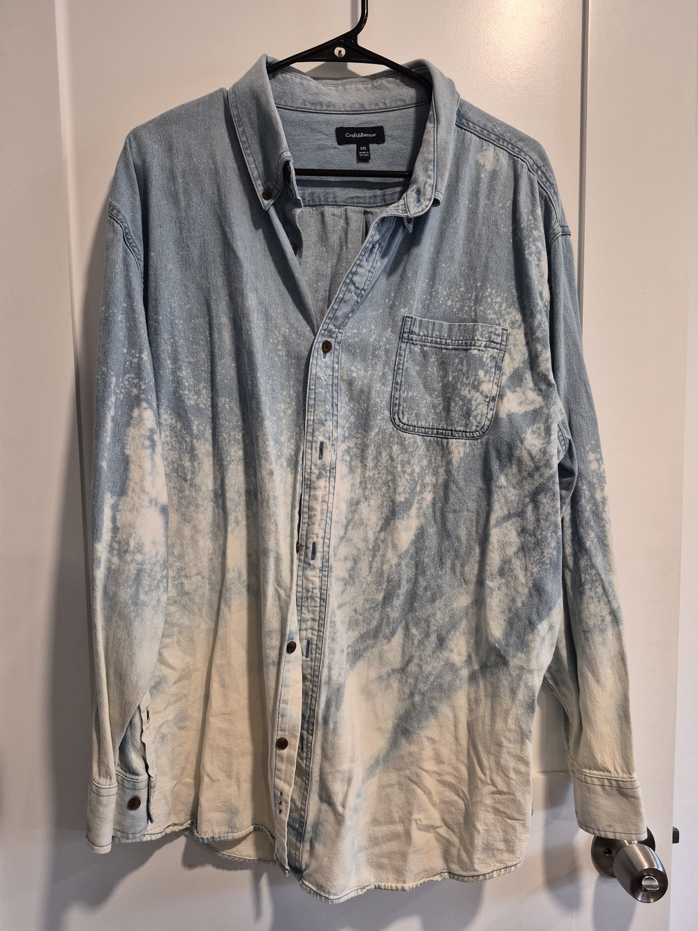 croft & barrow Light Blue and White Tie-Dye Denim Button-Down Shirt